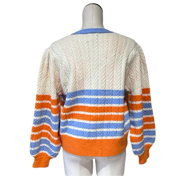 NWT Frnch Paris Margarida Cardigan Multicolor Wool Blend Stripe - Picture 10 of 10